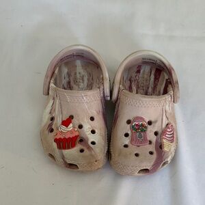CROCS Kids Light Pink Slippers with Fun Charms